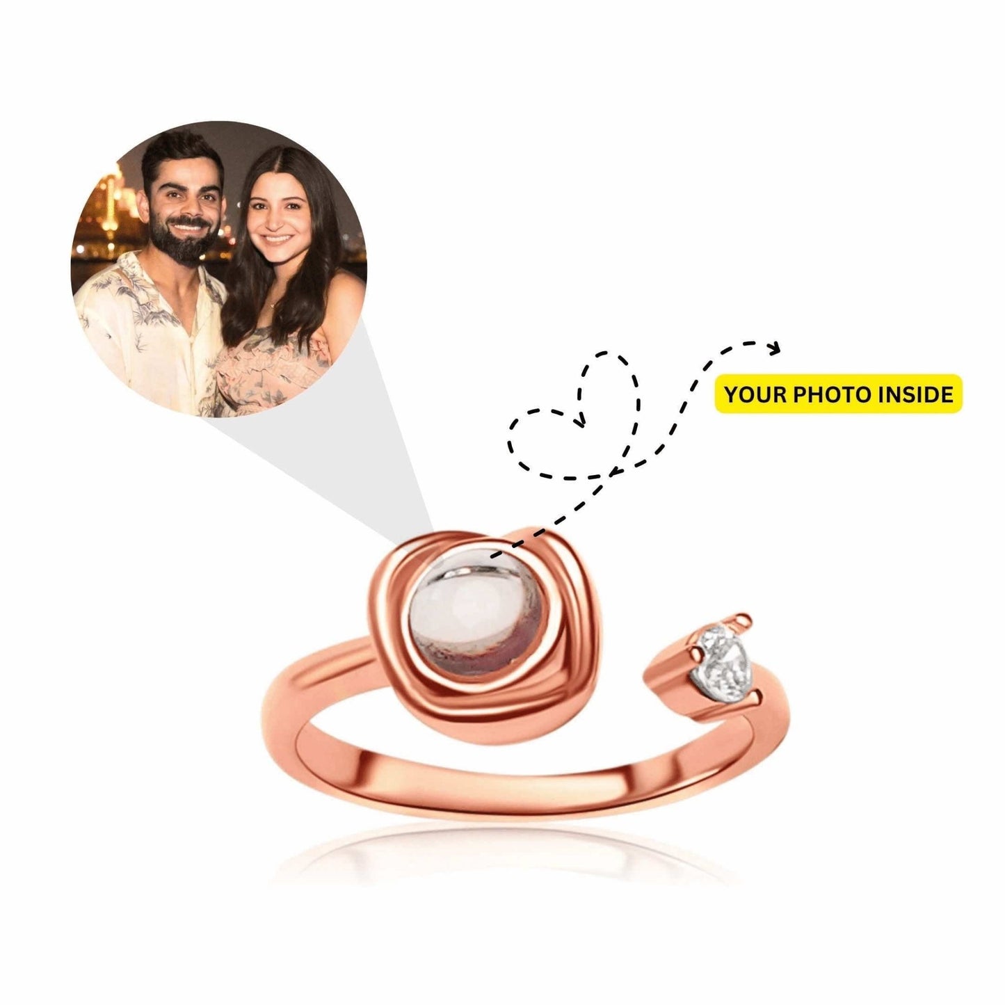 Adjustable Color Photo Projection Rose Ring - Photo Jewels