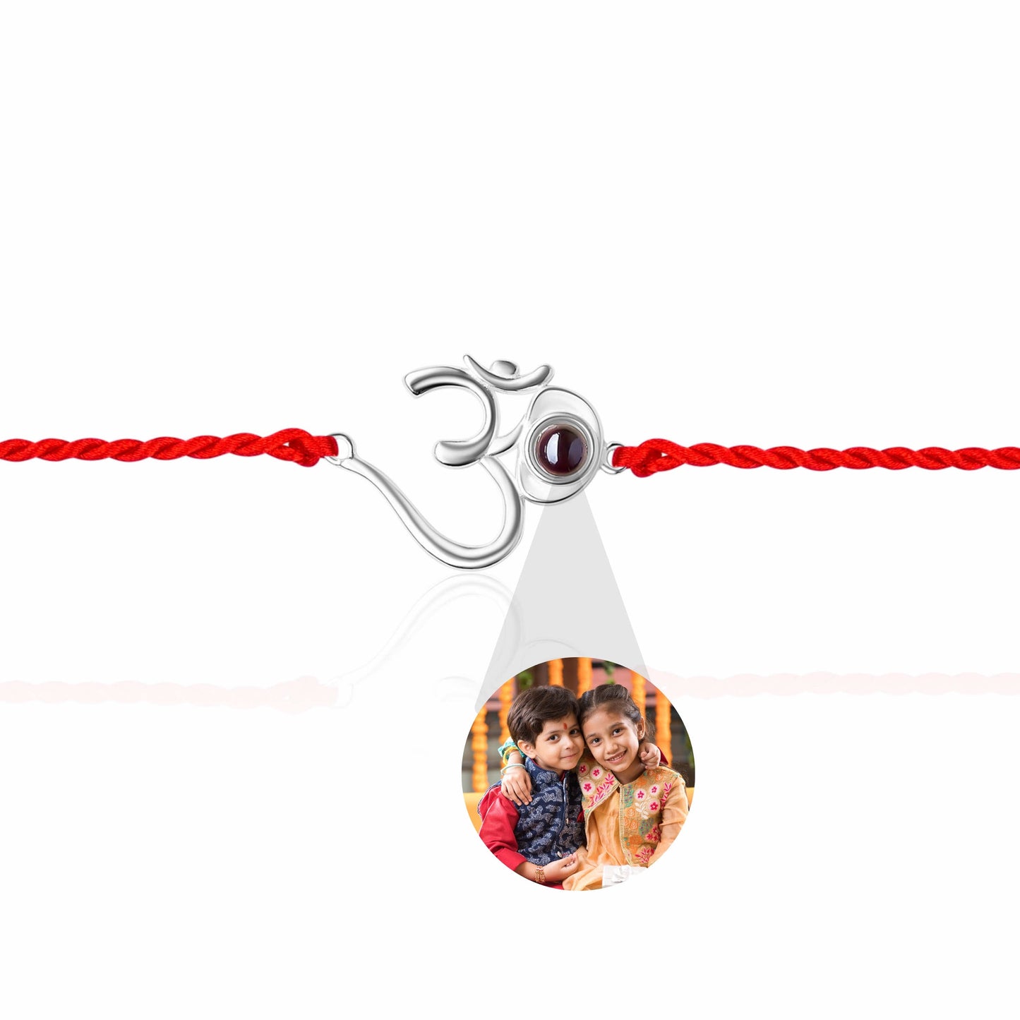 925 Silver OM With Red thread PhotoJewels Bracelet