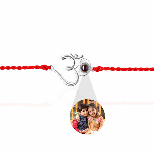 925 Silver OM With Red thread PhotoJewels Bracelet