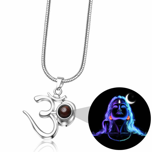 Shiva OM Pendant with Glowing Adiyogi Photo Inside