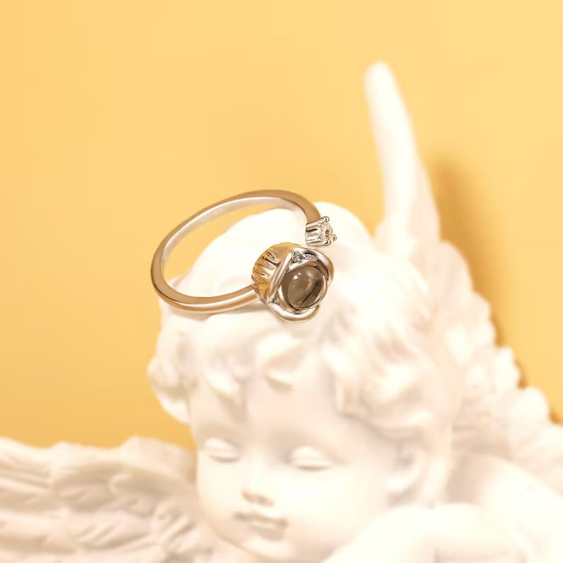 925 Sterling Silver Photo Rose Ring