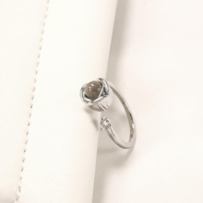 925 Sterling Silver Photo Rose Ring