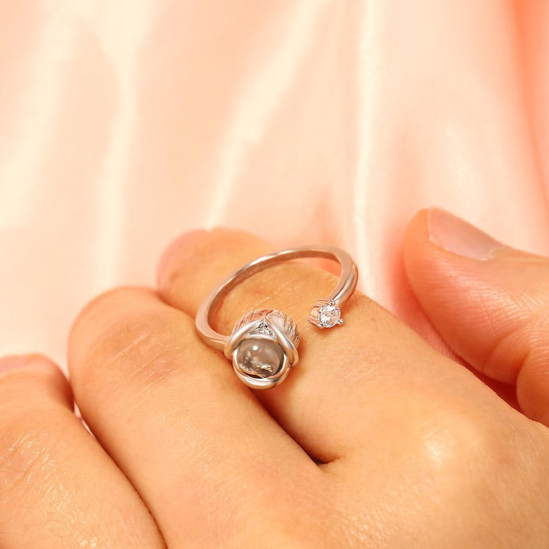 925 Sterling Silver Photo Rose Ring