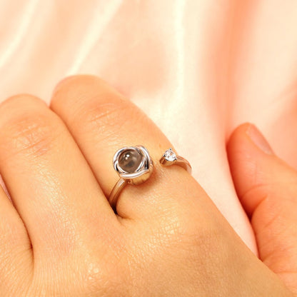 925 Sterling Silver Photo Rose Ring